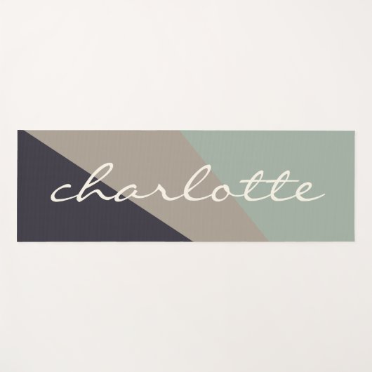 Personalisierter Name Mute Geometric Sage Taupe Yogamatte (Vorderseite (Horizontal))