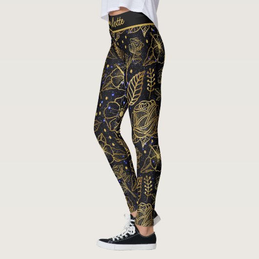 Personalisierter Name - nahtloses Gold Leggings (Links)