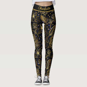 Personalisierter Name - nahtloses Gold Leggings