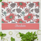 Personalisierter Name nahtloses Muster rosa Geschirrtuch (Gefaltet)