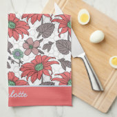 Personalisierter Name nahtloses Muster rosa Geschirrtuch (Viertel Falte)