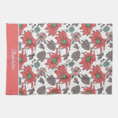 Personalisierter Name nahtloses Muster rosa Geschirrtuch (Horizontal)