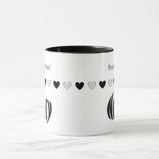personalisierter Name "Nancy", Schwarz-Weiß-Herz Tasse (Zentrum)