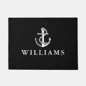 Personalisierter Name Nautic Anchor Schwarzweiß Fußmatte (Vorderseite)
