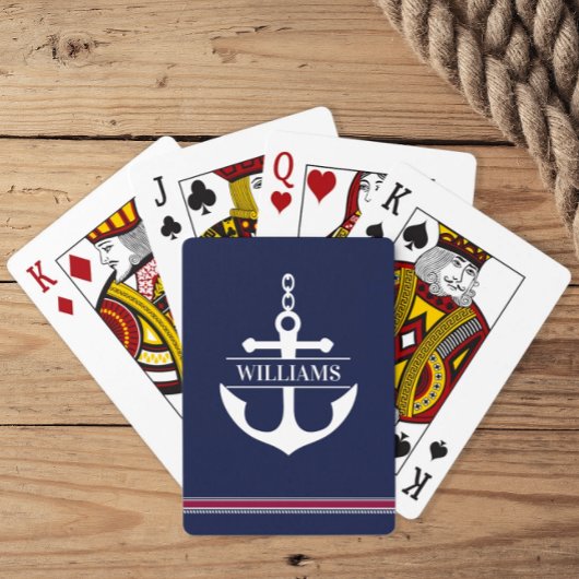 Personalisierter Name Nautic Anchor Spielkarten