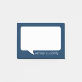 Personalisierter Name: Navy Blue and White Talk Bu Post-it Klebezettel (Vorderseite)