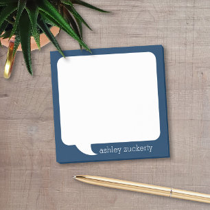Personalisierter Name: Navy Blue and White Talk Bu Post-it Klebezettel