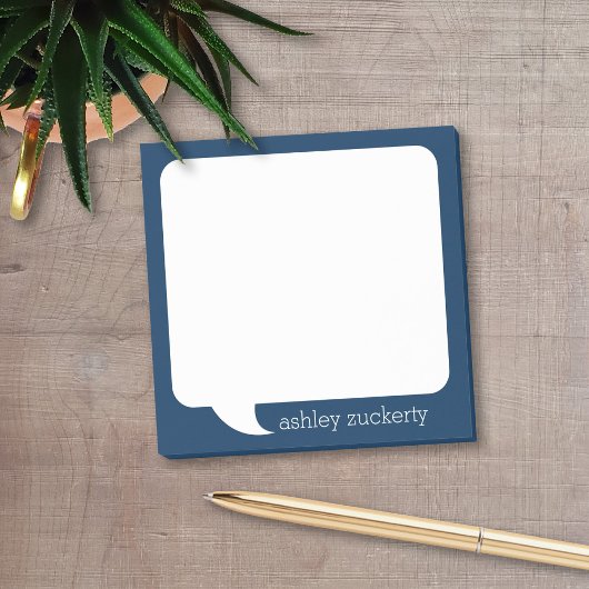 Personalisierter Name: Navy Blue and White Talk Bu Post-it Klebezettel