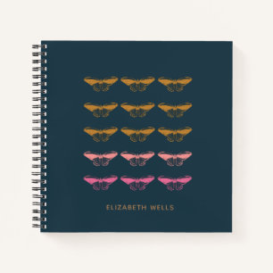 Personalisierter Name Navy Blue Butterfly Moth Nat Notizblock