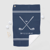 Personalisierter Name Navy Blue Stripes Stilvoll Golfhandtuch (Insitu)