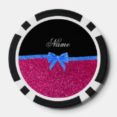Personalisierter Name Nebel heiß rosa Glitzer blau Pokerchips (Rückseite)