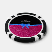 Personalisierter Name Nebel heiß rosa Glitzer blau Pokerchips (Einzeln)