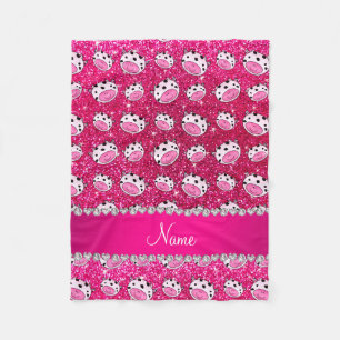 Personalisierter Name Nebel Hot Rosa Glitzer Kuh K Fleecedecke