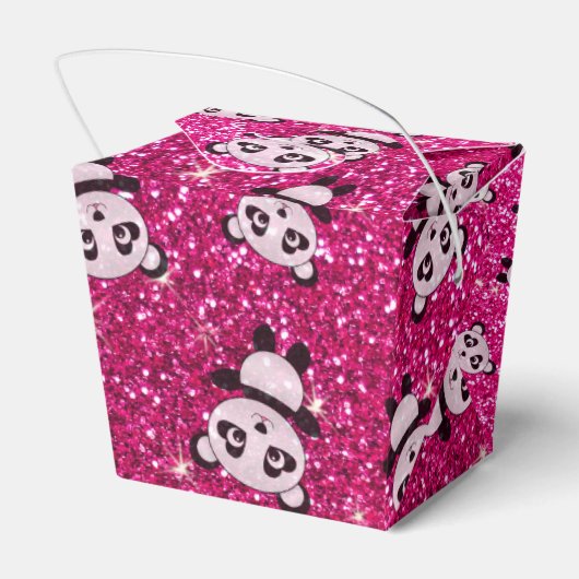 Personalisierter Name Nebel Hot Rosa Glitzer Panda Geschenkschachtel (Rückseite)