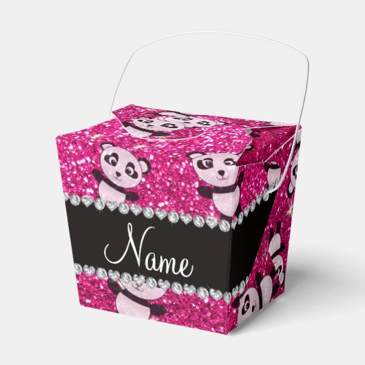 Personalisierter Name Nebel Hot Rosa Glitzer Panda Geschenkschachtel (Vorderseite)