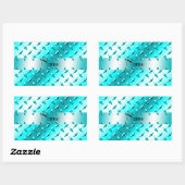 Personalisierter Name Neon Blue Diamantblech Stahl Rechteckiger Aufkleber (Blatt)