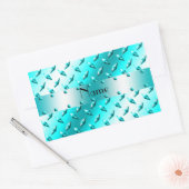 Personalisierter Name Neon Blue Diamantblech Stahl Rechteckiger Aufkleber (Umschlag)