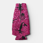 Personalisierter Name Neon Hot Pink Glitzer Mermai Flaschenkühler (Rückseite)