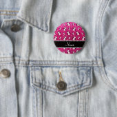 Personalisierter Name Neon Hot Pink Glitzer Pingui Button (Beispiel)