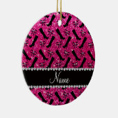 Personalisierter Name Neon Hot Rosa Glitzer Stiefe Keramikornament (Rechts)