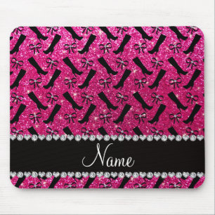 Personalisierter Name Neon Hot Rosa Glitzer Stiefe Mousepad