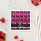 Personalisierter Name Neon Hot Rosa Glitzer Stiefe Serviette (Beispiel)