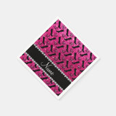 Personalisierter Name Neon Hot Rosa Glitzer Stiefe Serviette (Ecke)