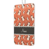 Personalisierter Name Neon Orange Glitzer Pinguine Autolufterfrischer (Links)