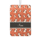 Personalisierter Name Neon Orange Glitzer Pinguine Autolufterfrischer (Rückseite)
