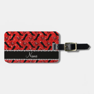 Personalisierter Name Neon Red Glitzer Stiefel Bow Gepäckanhänger