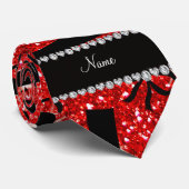 Personalisierter Name Neon Red Glitzer Stiefel Bow Krawatte (Gerollt)