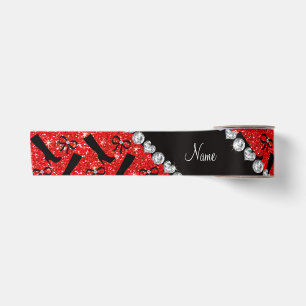Personalisierter Name Neon Red Glitzer Stiefel Bow Satinband