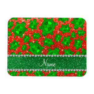 Personalisierter Name Neonorange Glitzer Meeressch Magnet