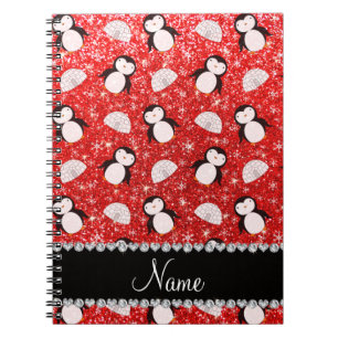 Personalisierter Name Neonrot Glitzer Pinguine Igl Notizblock