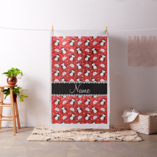 Personalisierter Name Neonrot Glitzer Pinguine Igl Stoff