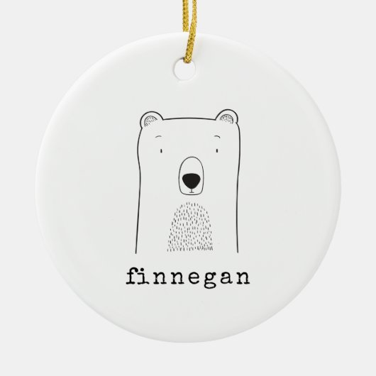 Personalisierter Name Niedlich Bärenlinie Weihnach Keramik Ornament (Vorne)