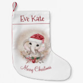 Personalisierter Name Niedlich Elephant Girl Red W Kleiner Weihnachtsstrumpf (Vorderseite)