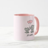 Personalisierter Name Niedlich Elephant Mama & Bab Tasse (VorderseiteRechts)