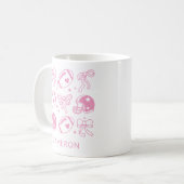 Personalisierter Name Niedlich Football Coquette B Kaffeetasse (Vorderseite Links)