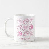 Personalisierter Name Niedlich Football Coquette B Kaffeetasse (Links)