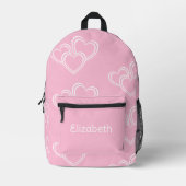 Personalisierter Name Niedlich Fun Herzmuster Rosa Bedruckter Rucksack (Vorderseite)