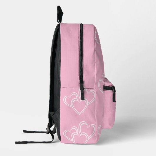 Personalisierter Name Niedlich Fun Herzmuster Rosa Bedruckter Rucksack (Links)