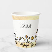 Personalisierter Name Niedlich Gold, Weiß und Schw Pappbecher (Vorderseite)