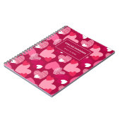Personalisierter Name Niedlich Hearts Muster Dunkl Notizblock (Linke Seite)