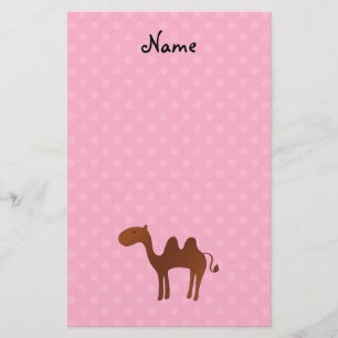 Personalisierter Name niedlich Kamelrosa Polka-Pun Briefpapier