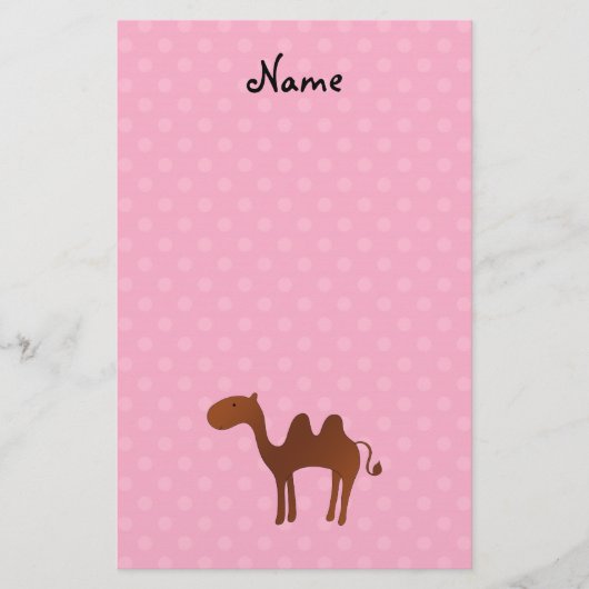 Personalisierter Name niedlich Kamelrosa Polka-Pun Briefpapier (Vorderseite)