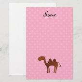 Personalisierter Name niedlich Kamelrosa Polka-Pun Briefpapier (Vorne/Hinten)