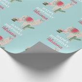 Personalisierter Name Niedlich Llama Cactus Birthd Geschenkpapier (Ecke)