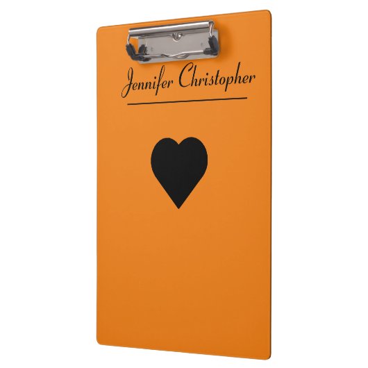 Personalisierter Name Niedlich moderne Script Oran Klemmbrett (Links)