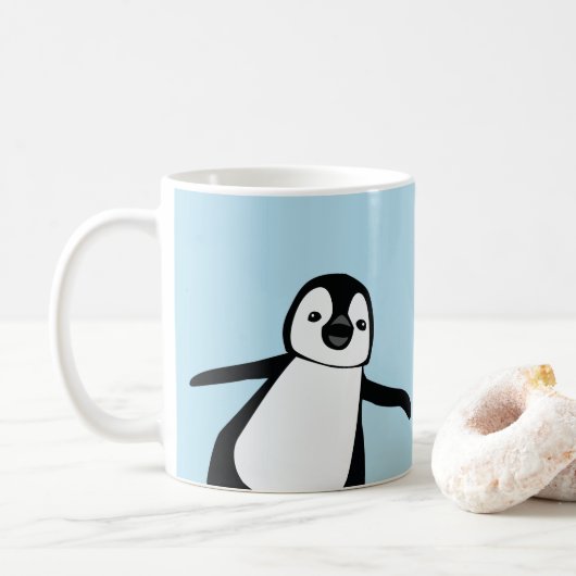 Personalisierter Name Niedlich Peeking Pinguin bla Kaffeetasse (Mit Donut)